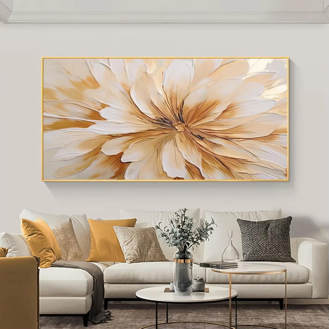 Dfzewki No Frame Abstract Flower On Canvas Large Wall Art Minimalist Floral Art For Living Room(40X80cm(16X31in)/No Frame)