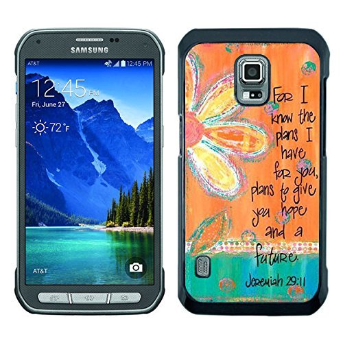 Bible Verse ,Vintage floral. For I know the plans I have for you. Plans to give you hope and a future. Jeremiah 29 11 black Samsung Galaxy S5 Active Phone Case