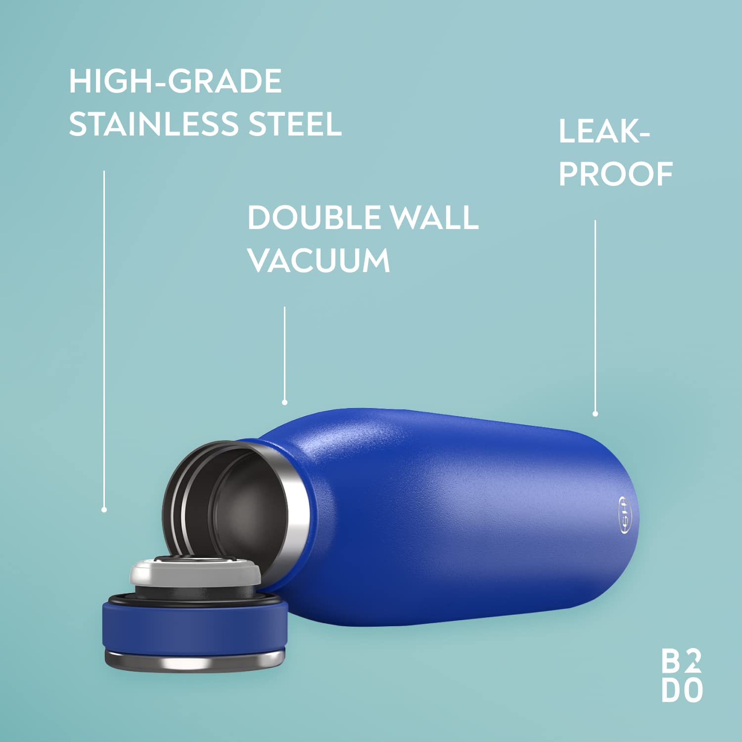 Gourde Isotherme Thermos 500ml Acier Inoxydable Avec Affichage Température - Bleu