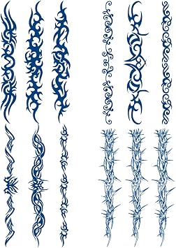 Yesallwas 4 Sheets Semi Permanent barb wire Temporary Tattoos for Women and Men 2 Weeks Long-lasting Realistic Waterproof Tribal Tattoo Stickers Hand Fake Tattoos Art for Adult