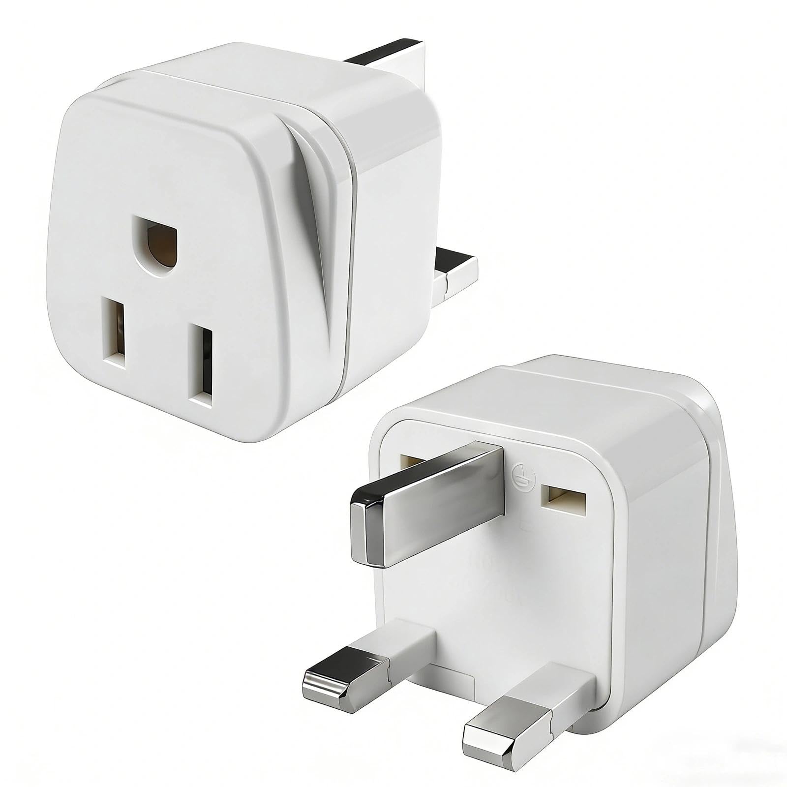 US to UK Plug Adapter, Type G Adapter for Travel for US to Canada, Japan to UK, Hong Kong Ireland, Scotland, England, London（2-Pack White）