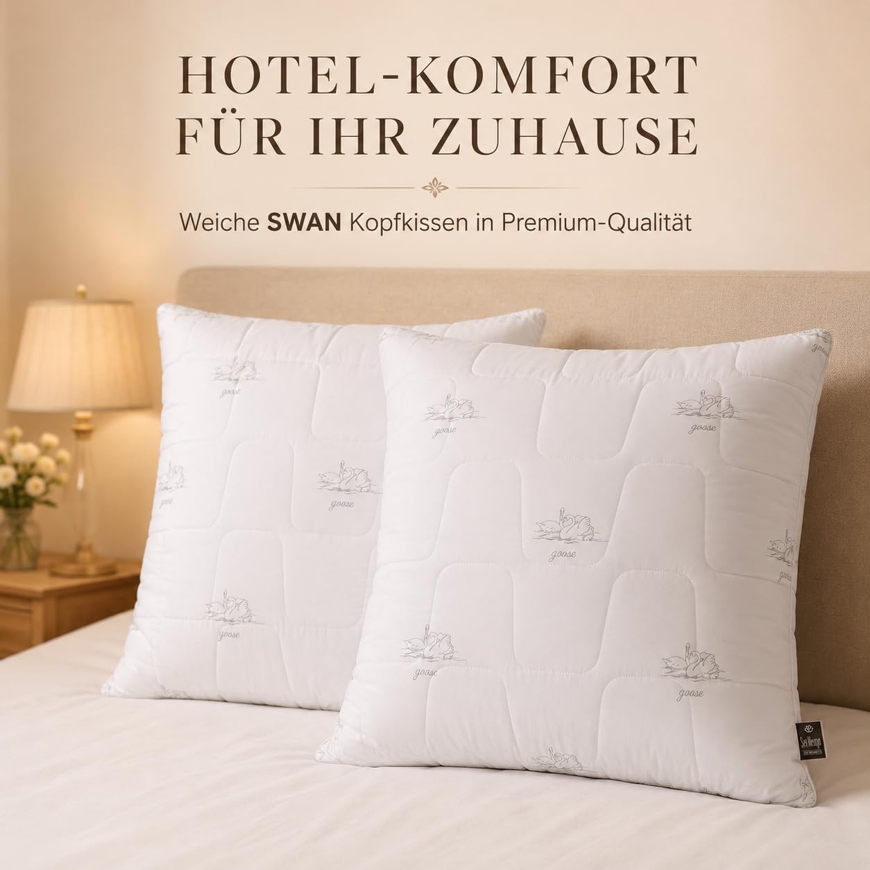 sei Design Kopfkissen 80x80 [ 2er Set ] Schlafkissen atmungsaktiv - gefüllt mit luxuriöse Mikrofaser- Kissen 80x80 Doppelpack - Sofa-Kissen Zierkissen für Couch Bett - waschbar Antiallergisch