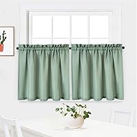 Vista 16 de NANAN Tier Curtains for Kitchen 24 Inch, Waffle Weave Textured Tailored Short Curtains for Bathroom Waterproof Window Covering Kitchen Cafe Curtains