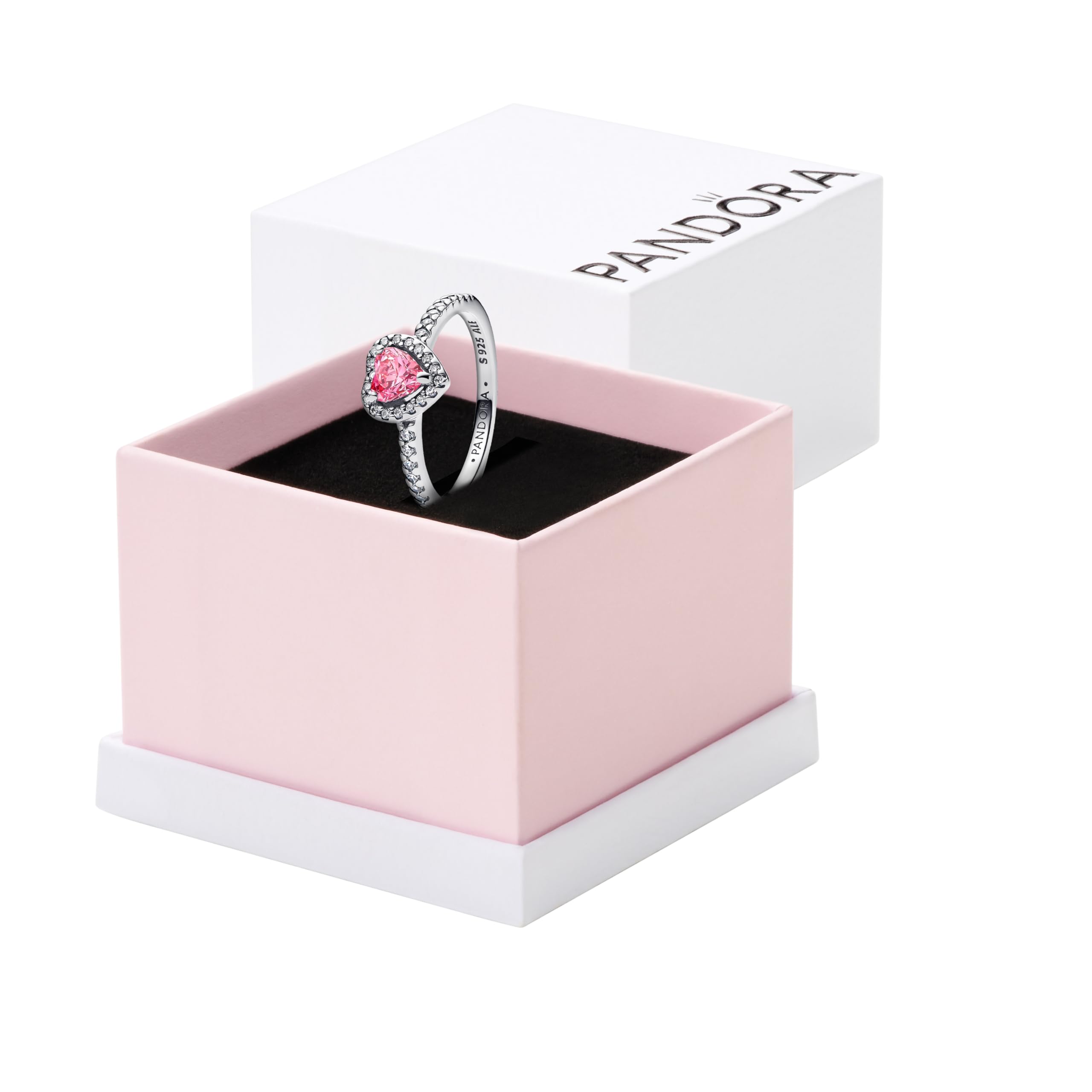 Anello a Cuore in Argento Sterling con Zirconia Cubica Rosa Fantasia e Chiaro