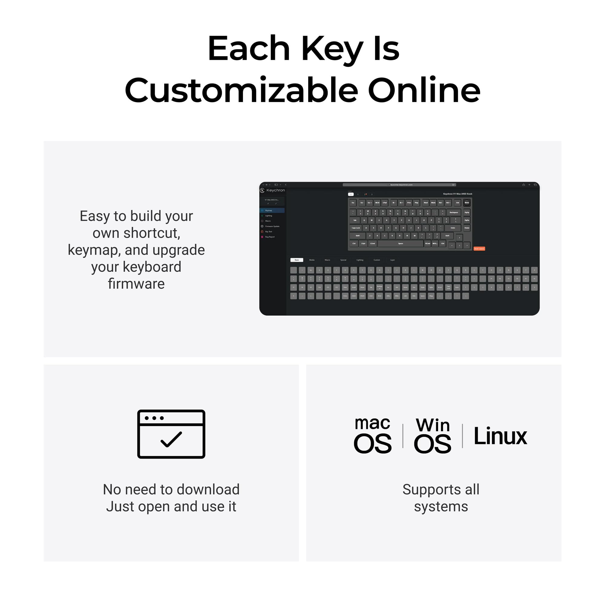 Keychron V1 MAX Tastiera Meccanica Wireless, layout al 75% QMK/VIA programmabile con Hot-swappable Gateron Jupiter Banana Switch compatibile con Mac Windows Linux - Versione con manopola (ANSI/US)