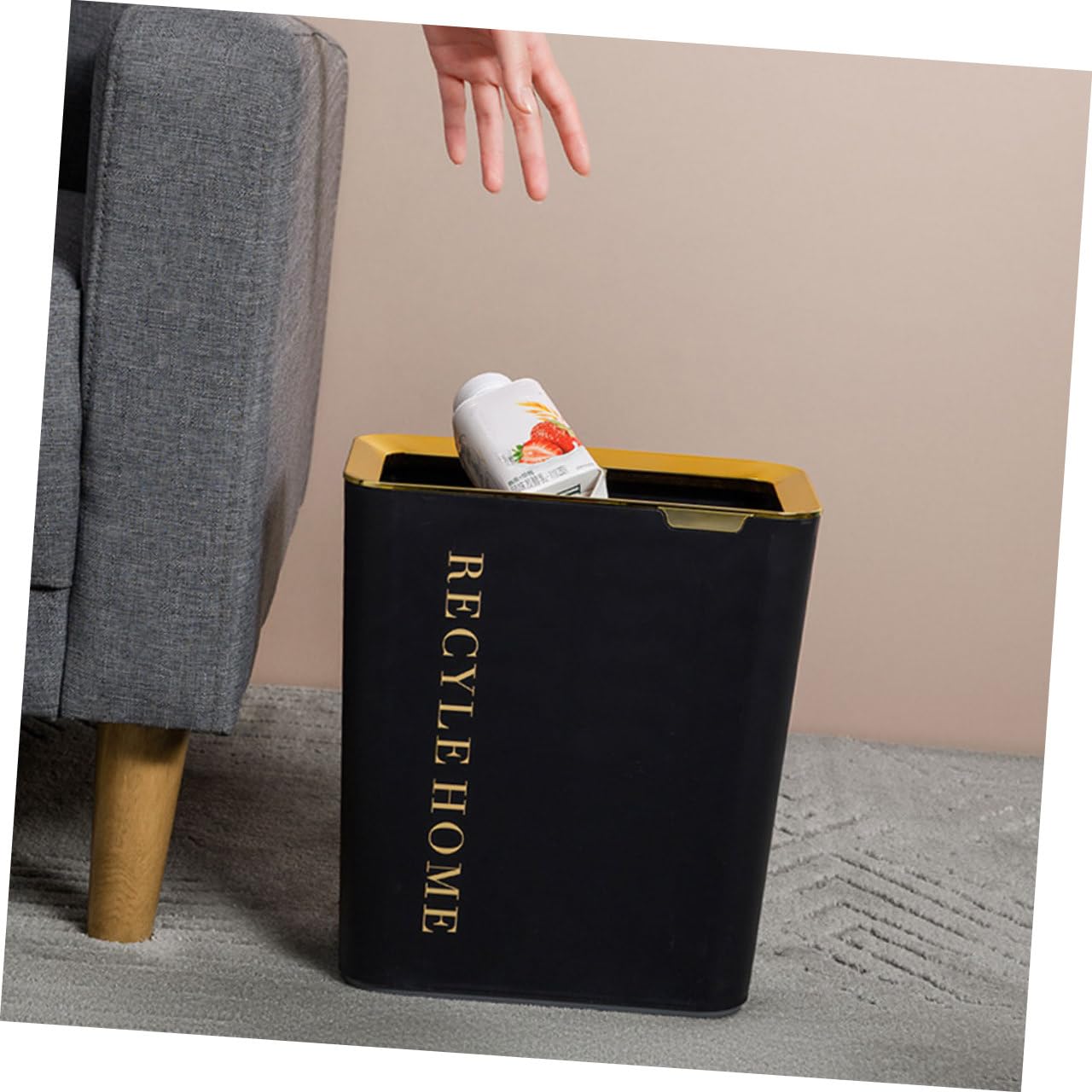 Toyvian Cubo Basura Cuadrado Tapa y Anillo de Presión, Estilo Nórdico Moderno, Práctico y Compacto, Contenedor de Residuos