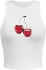 SOLY HUX Womens Y2k Printed Crop Top Cute Graphic Vest Summer Going Out Tank Shirts White Graphic Medium