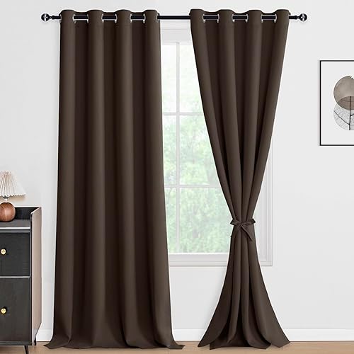 Miniatura 104 de DWCN Cortinas opacas 100% grises de 84 pulgadas de largo para dormitorio con forro negro, doble capa con aislamiento térmico, paneles de cortina