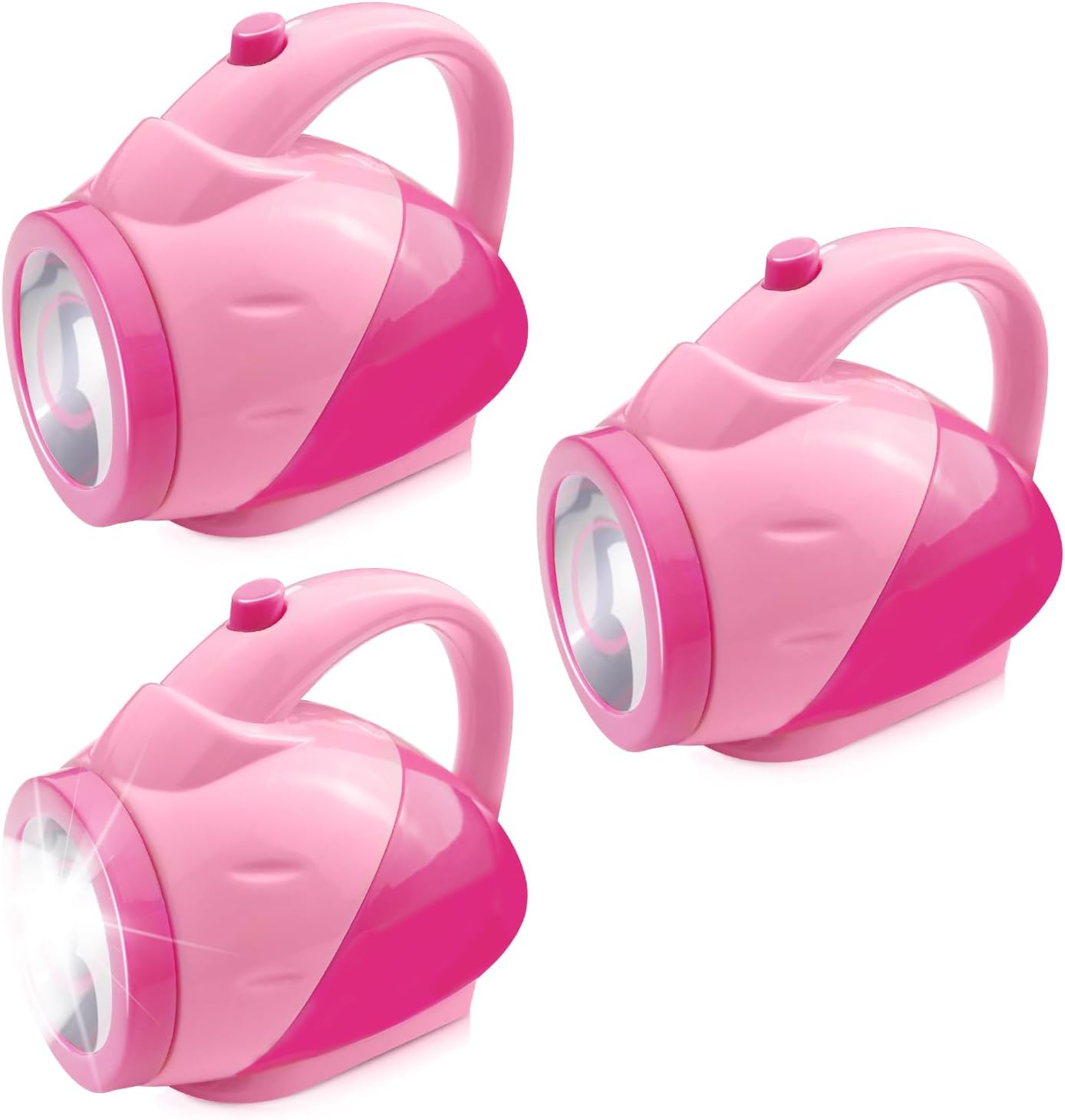3 Pieces Kids Flashlights for Toddlers Pink Plastic Flashlights