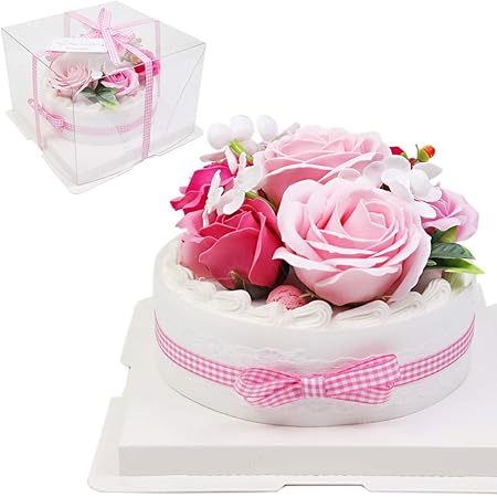 Amazon Alice Flower ソープフラワー ケーキ 誕生日 プレゼント ギフト 人気 豪華 ボックス ケース付き 薔薇 バラ 造花 スイーツ シャボンフラワー お祝い 母の日 プリンセスピンク 造花 オンライン通販