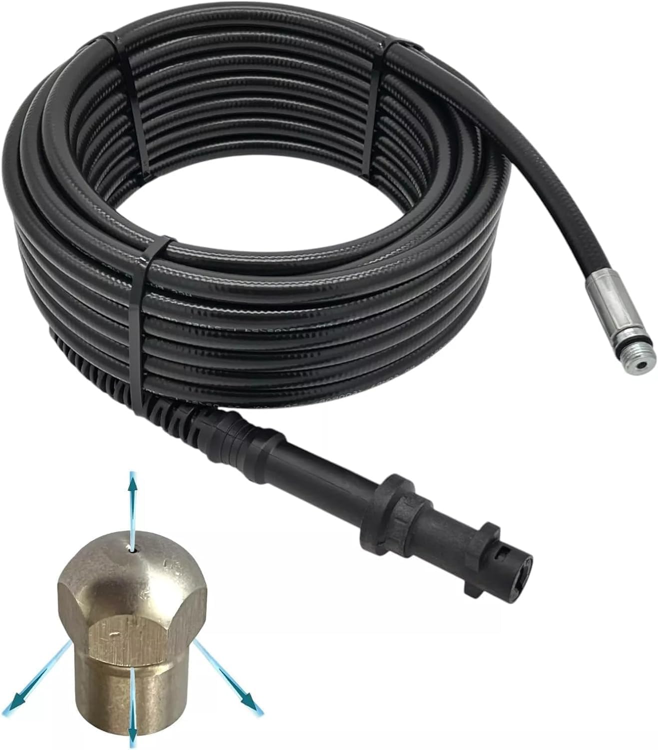 M&M Smartek manguera desatascadora 50 m boquilla espiral, para Kärcher | Kit desatascador con manguera, adaptadores y boquillas según variante; comprobar conexiones, presión, contenido y equipo.