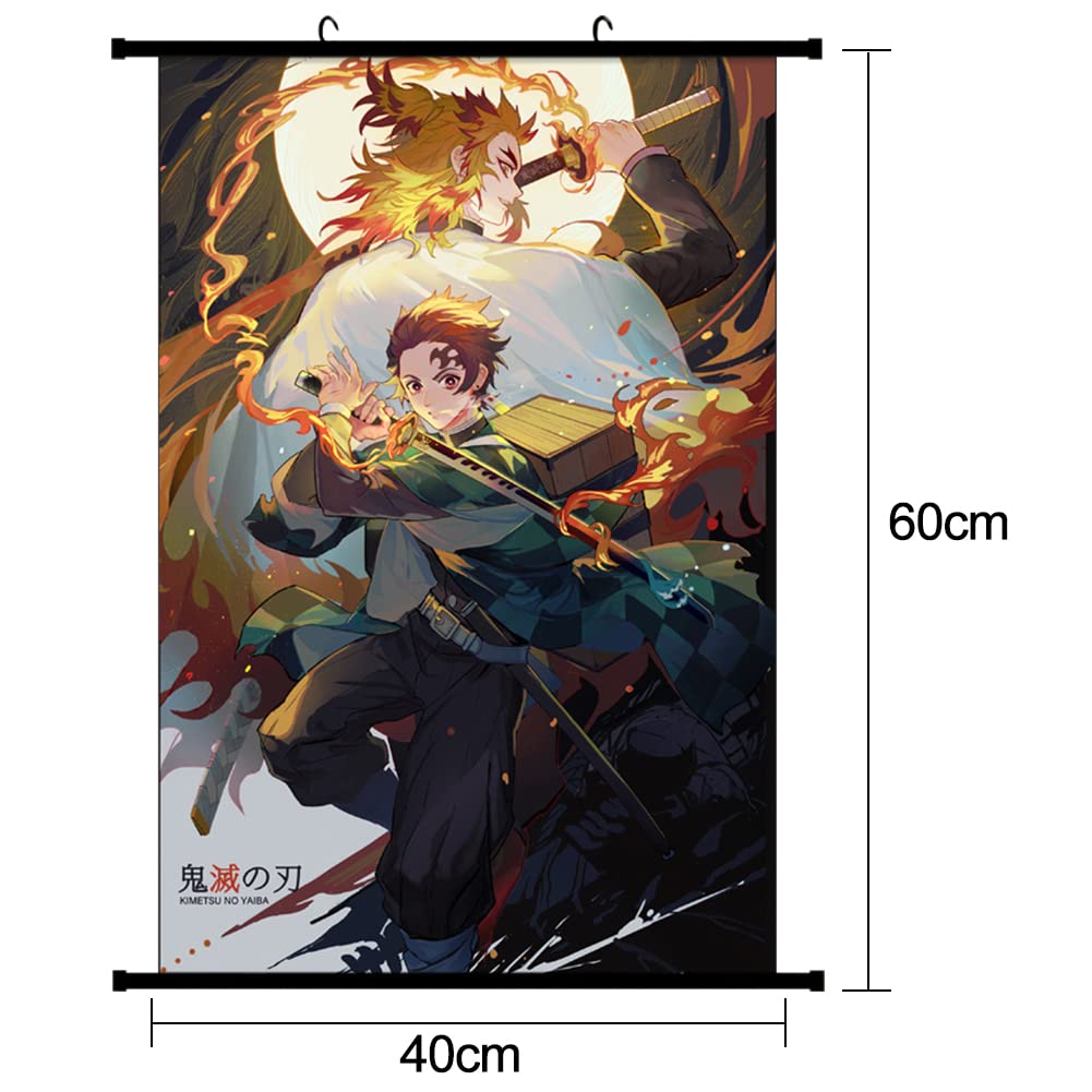 BJPERFMS Anime Wall Scroll Demon Slayer 70x25 Cm - Poster Enroulable Tissu Manga Japonais - Décoration Murale