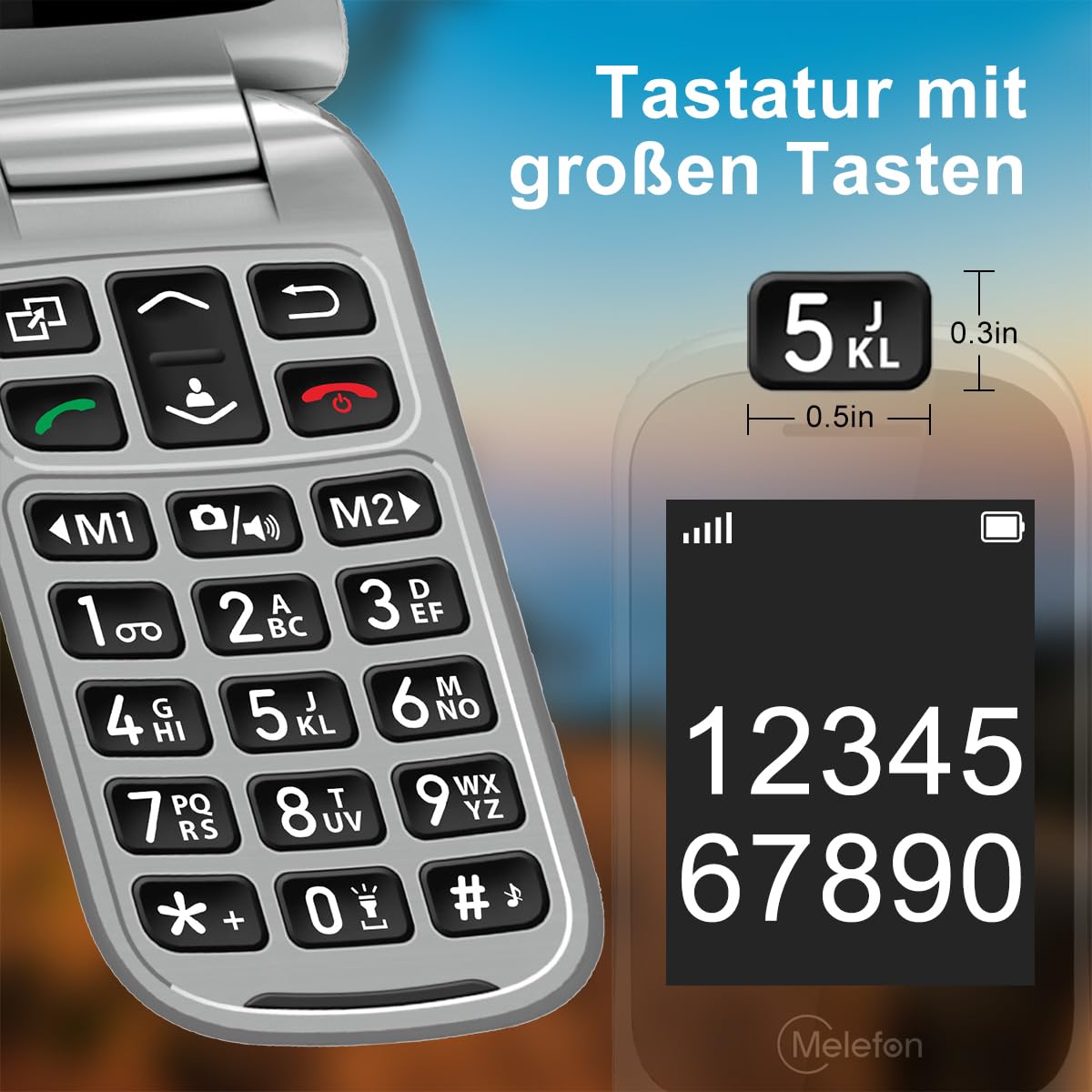 4G Seniorenhandy ohne Vertrag, SOS-Notruftaste, Großen Tasten, 2,4 Zoll Farbdisplay, Große Schrift und Nummernanzeige, Klapphandy, Lange Akkulaufzeit mit Ladestation, Einfach zu bedienen