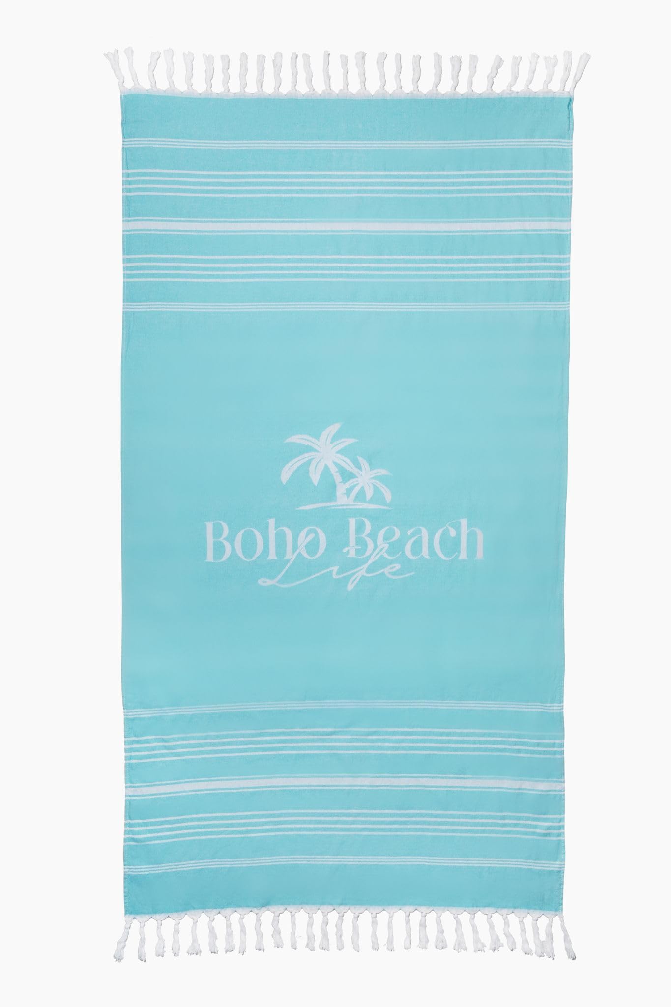 Boho Beach Palm Tree Logo Turkish Towel DoubleSided