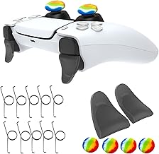 Accessories Kit Bundle for PS5 DualSense Controller, 10pcs Spring Trigger + 4pcs Silicone Thumb Grips Joystick Caps + 1pair L2 R2 Trigger Extender for Playstation 5 Controller