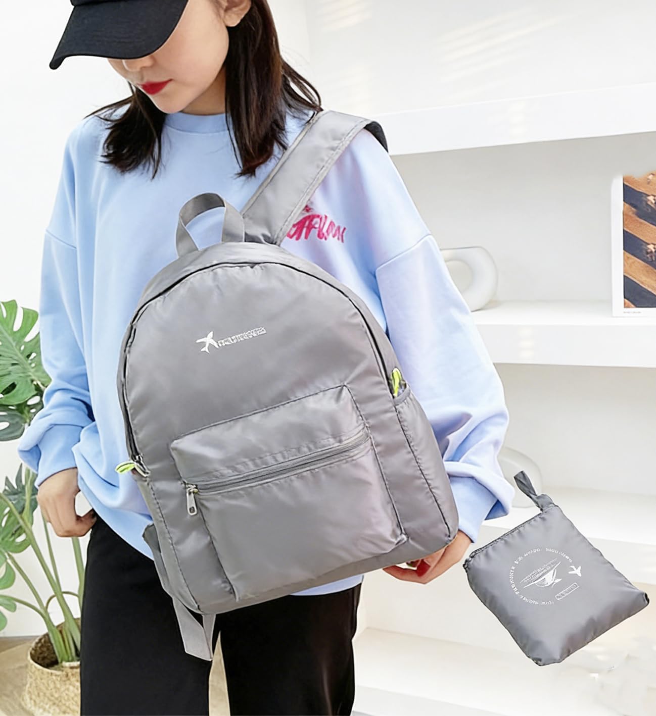 30L Hiking Daypack,Water Resistant Lightweight Packable Small Backpack for Travel Camping Outdoor,Grey