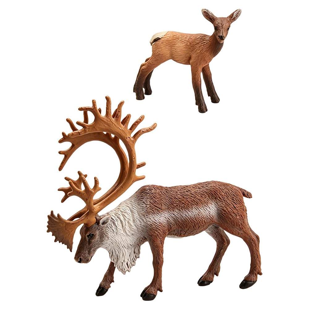 Jehoshaphat 2Pcs PVC Reindeer Statues Lifelike Elk Moose Figurines Festive Christmas Ornaments Multi-Scene Decor for Yard Garden Office Tabletop Bonsai Rockery Layout