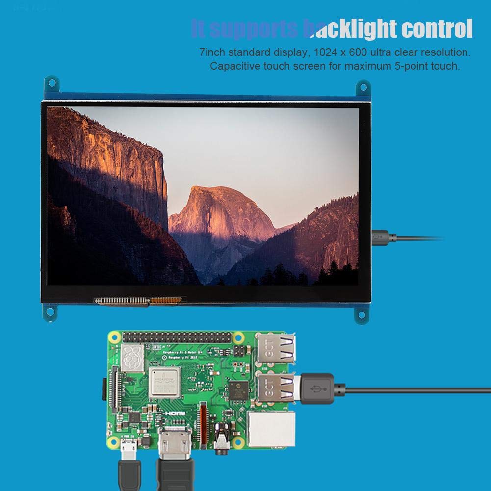 Longruner Pantalla Táctil Capacitiva De 7 Pulgadas Pantalla LCD TFT Módulo HDMI De 1024 X 600 Para Raspberry Pi 3 2 Modelo B Y Rpi 1 B A Bb Negro Pc Varios Sistemas Colombia