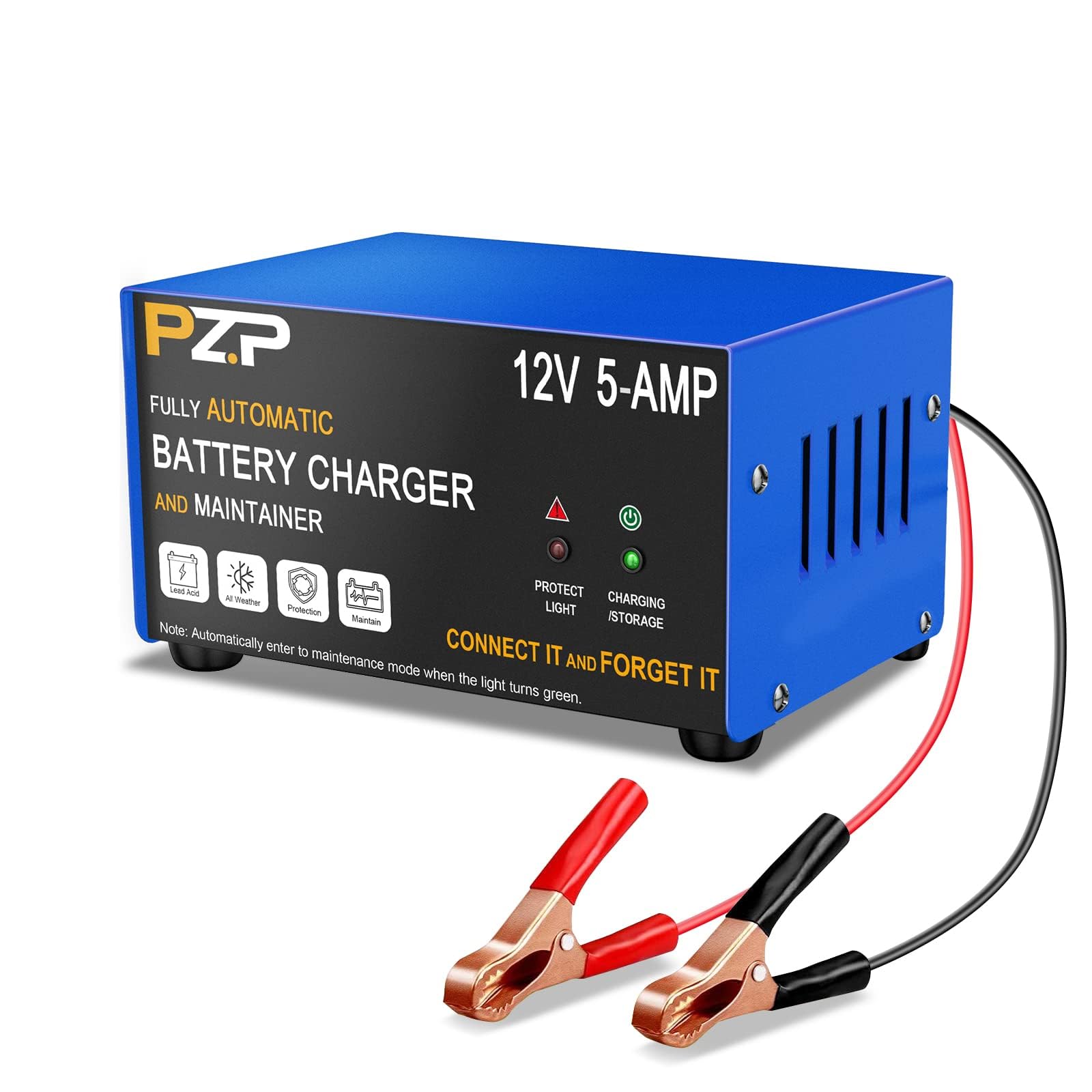 Caricabatteria automatico per auto – 12 V 0-5 A regolabile Smart Trickle Charger con riparazione della batteria, desolfazione automatica, funzioni di compensazione della temperatura, adatto per AGM