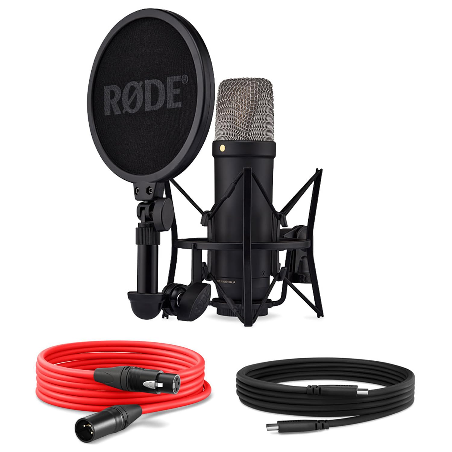 Rode NT1 5th Generation Studio-Mikrofon Schwarz mit keepdrum Einhand-Mikrofonständer MS124