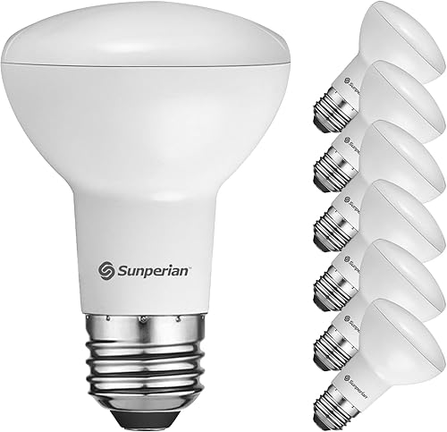 SUNPERIAN Paquete de 6 bombillas LED BR20, 6 W  50 W, blanco natural 3500 K, 550 lúmenes, bombillas de inundación regulables para latas empotradas,