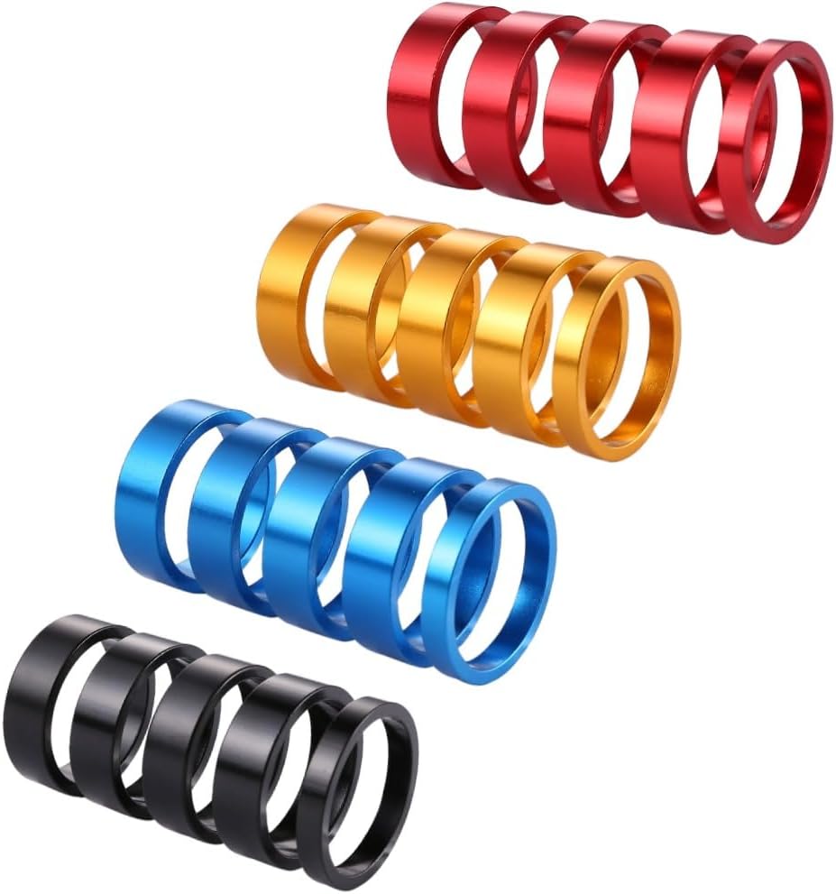 5pcs Bicycle Handlebar Headset Washer Aluminum Alloy Mountain Road Bike Front Fork Spacer Gasket Ring Cycling Parts 10mm for Bikes(5pcs Red)