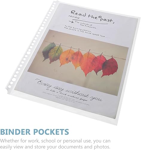 Miniatura 3 de 100 protectores de hojas transparentes de 30 agujeros interiores para archivadores de papel A4, protector de bolsillo de repuesto para oficina en