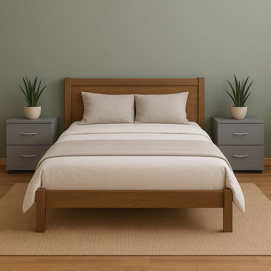 Comodino Camera da Letto con 2 Cassetti, Mobiletto Grigio 40x30x45 cm, Struttura con Melaminica e Piedini Neri