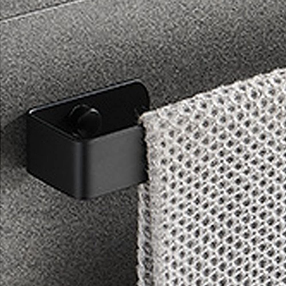 Toallero de acero inoxidable con adhesivo adhesivo, fácil de instalar, para baño y cocina (30 cm, negro)