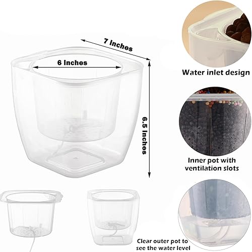 Miniatura 4 de Paquete de 6 macetas transparentes de riego automático para plantas de interior de 7 pulgadas, macetas grandes de violeta africana, macetas de