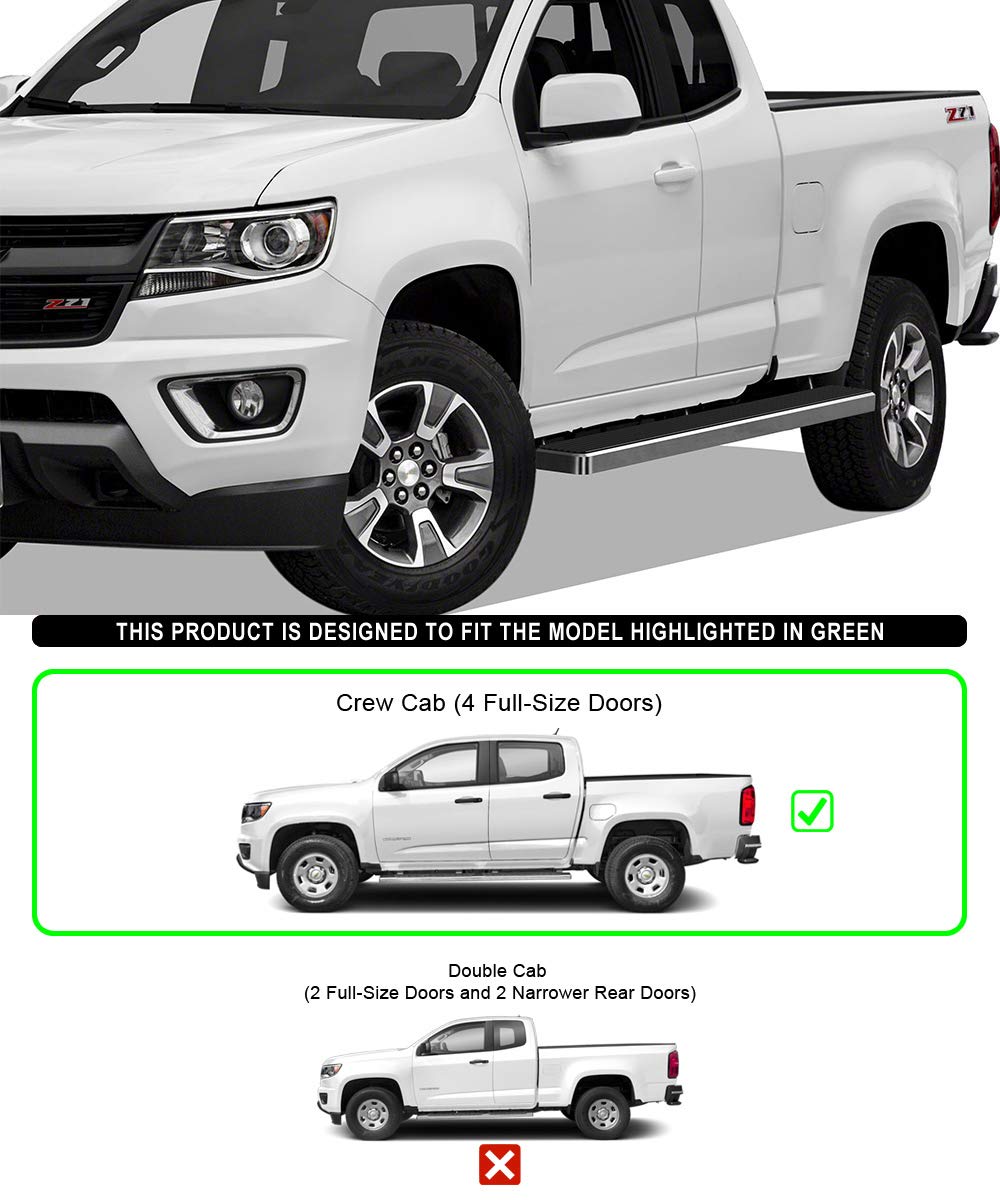 APS Wheel to Wheel Running Boards 6-inch Compatible with Chevy Colorado GMC Canyon 2015-2025 Crew Cab 6ft Bed (Nerf Bars Side Steps Side Bars)