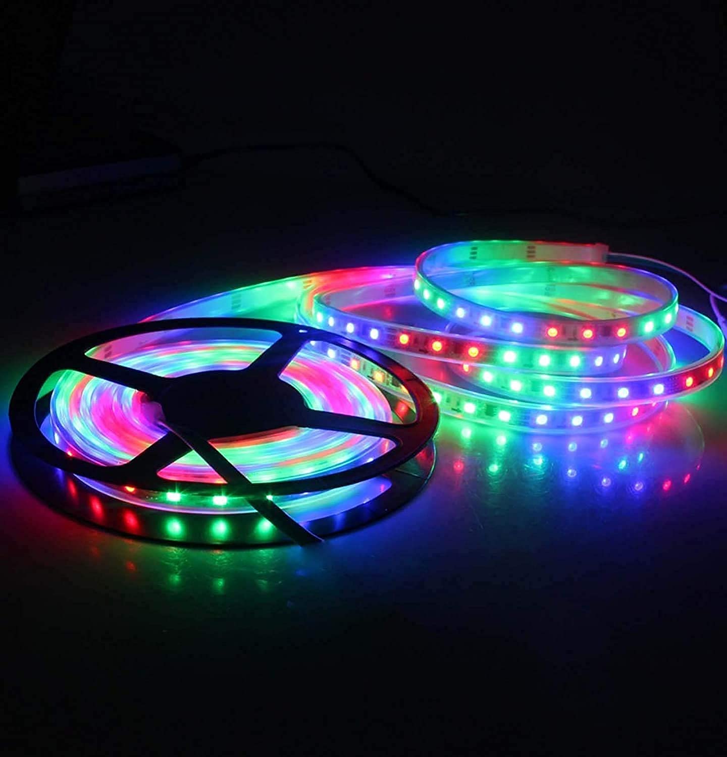 GLOWTRONIX MV 5 Meter Waterproof 2835 RGB LED Strip Light Ceiling Adhesive Strip Light Driver Included (Multicolour)