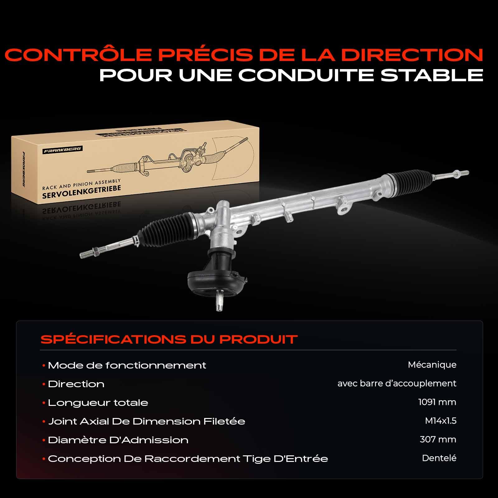 Frankberg Boîtier de direction mécanique, conduite à gauche 490010810R, | 480104213R; Compatible avec: Duster HM