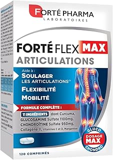 Forté Pharma - Forté Flex Max Articulations - Complement Alimentaire Flexibilité - Collagene hydrolysé, Curcuma, Glucosamine - Confort Articulaire, Mobilité, Souplesse - 120 comprimés, 1-3 mois