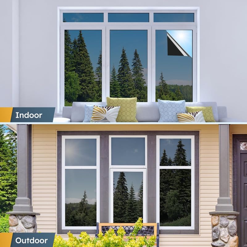 Image of WOO Home Frosted Glass Window Film & Stickers (12 X 60 INCH) Privacy Window Cover for Home & Office - Easy Apply, UV Protection, Removable Decorative Film (Rectangular Design | 1 X 5 SQFT)