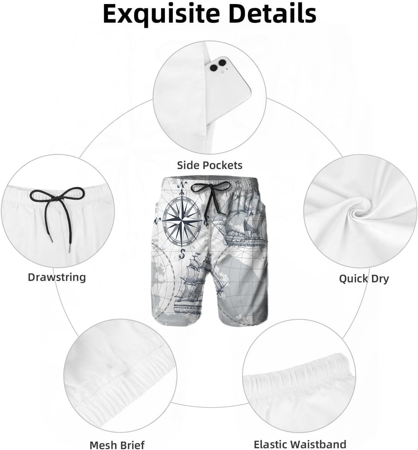 Mens Swim Trunks with Mesh Lining,Quick Dry Swimsuit Board Shorts Beach Pants Swimwear Bathing Suits - Image 5