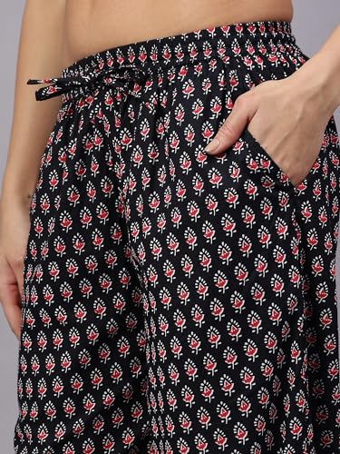 Image of Safeera Cotton Floral Printed 2 Piece Night Suit Top & Pajama Set for Women & Girls