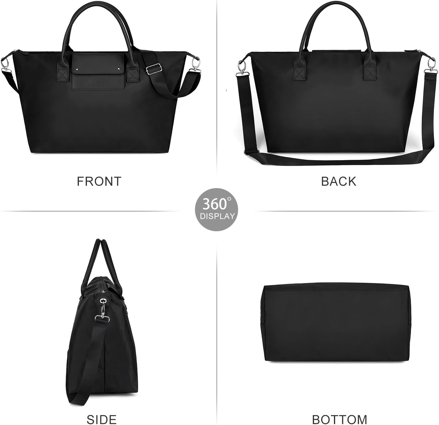 Gladdon Large Nylon Tote Bag for Women Zipper Travel Purses with Shoulder Strap