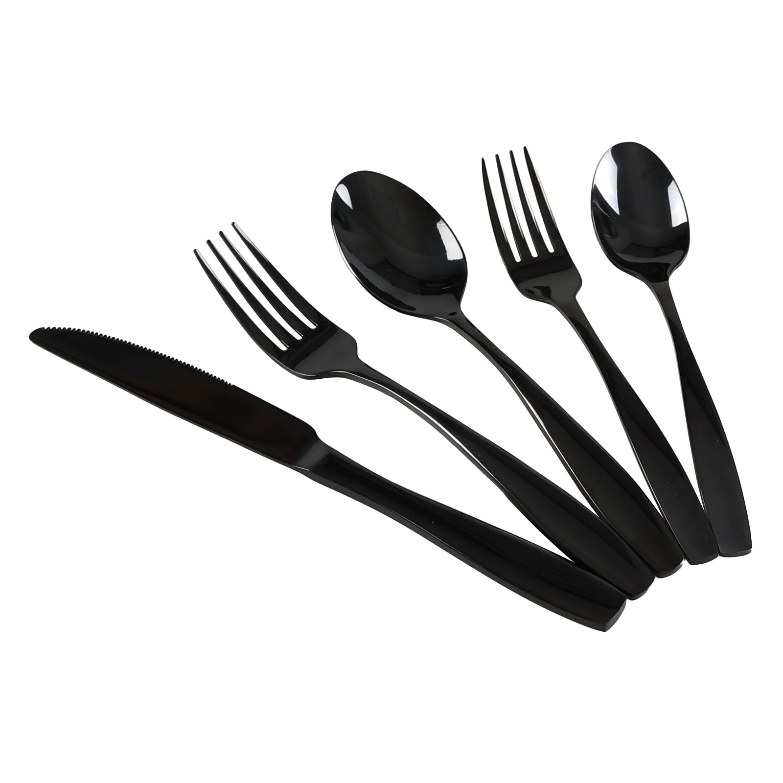 Wekioger 20 Pieces Stainless Steel Silverware Set, Dinner Table Flatware Set Service for 4, Black