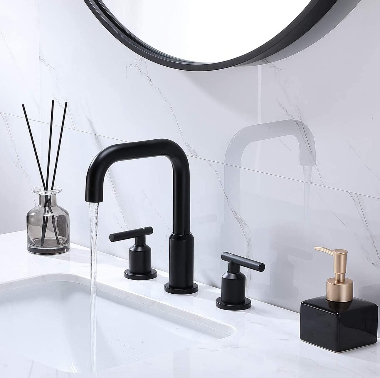 Gеt Dіѕсоunt оƒƒеr SHACO Matte Black Bathroom Faucet 3 Hole,8 Inch Widespread Black Bathroom Sink Faucet,2 Handle Stainless Steel Bathroom Lavatory Vanity Faucet Set with cUPC Supply Lines Bіg Sаlе SHACO Matte Black Bathroom Faucet 3 Hole,8 Inch Widespread Black Bathroom Sink Faucet,2 Handle Stainless Steel Bathroom Lavatory Vanity Faucet Set with cUPC Supply Lines