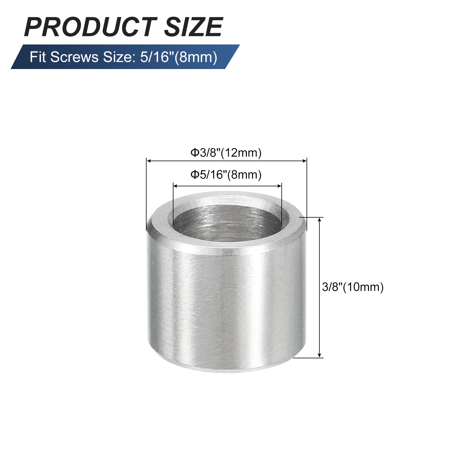 PATIKIL M8 roestvrijstalen afstandhouders, 5 stuks metalen afstandhouder roestvrij staal 8,2 mm ID x 12 mm OD x 5 mm L roestvrijstalen afstandhouder schroef afstandhouder voor 5/16 inch of M8 schroef