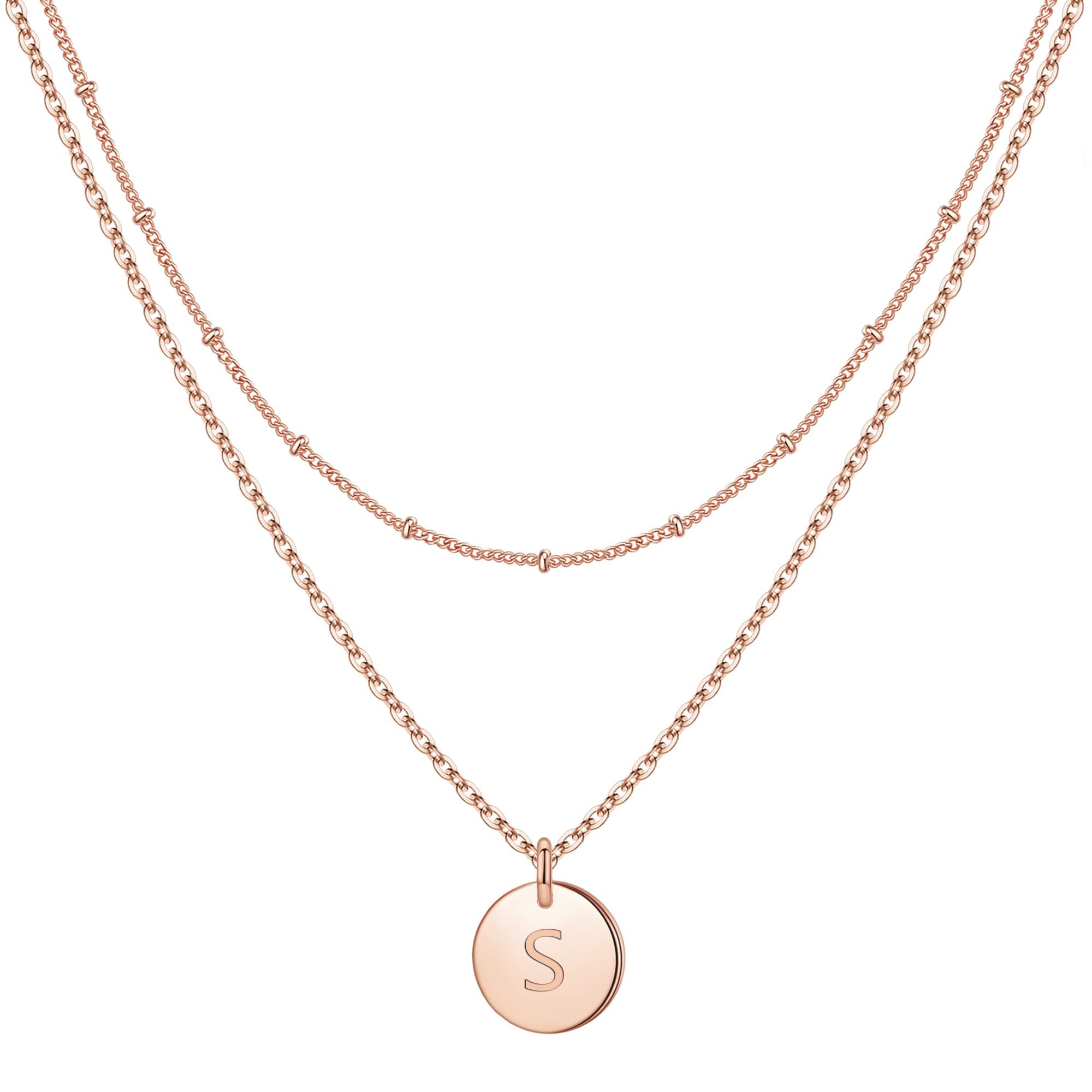 TINGN Buchstaben Kette Damen Mädchen - 14 Karat Vergoldet Ketten Doppelter Seite Gravierter Ketten Damen Buchstaben Kette Layering Halsketten Geschenke für Frauen Teenager Mädchen Schmuck