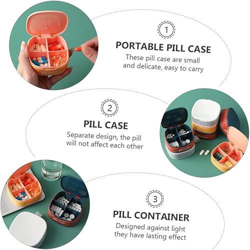 Miniatura 5 de GLEAVI 2 Sets 3 unids Pastillero de Viaje Pequeño Pastillero Viaje Vitamina Pastillero Organizador de Pastillero Mini Pastillero de Pastillero de