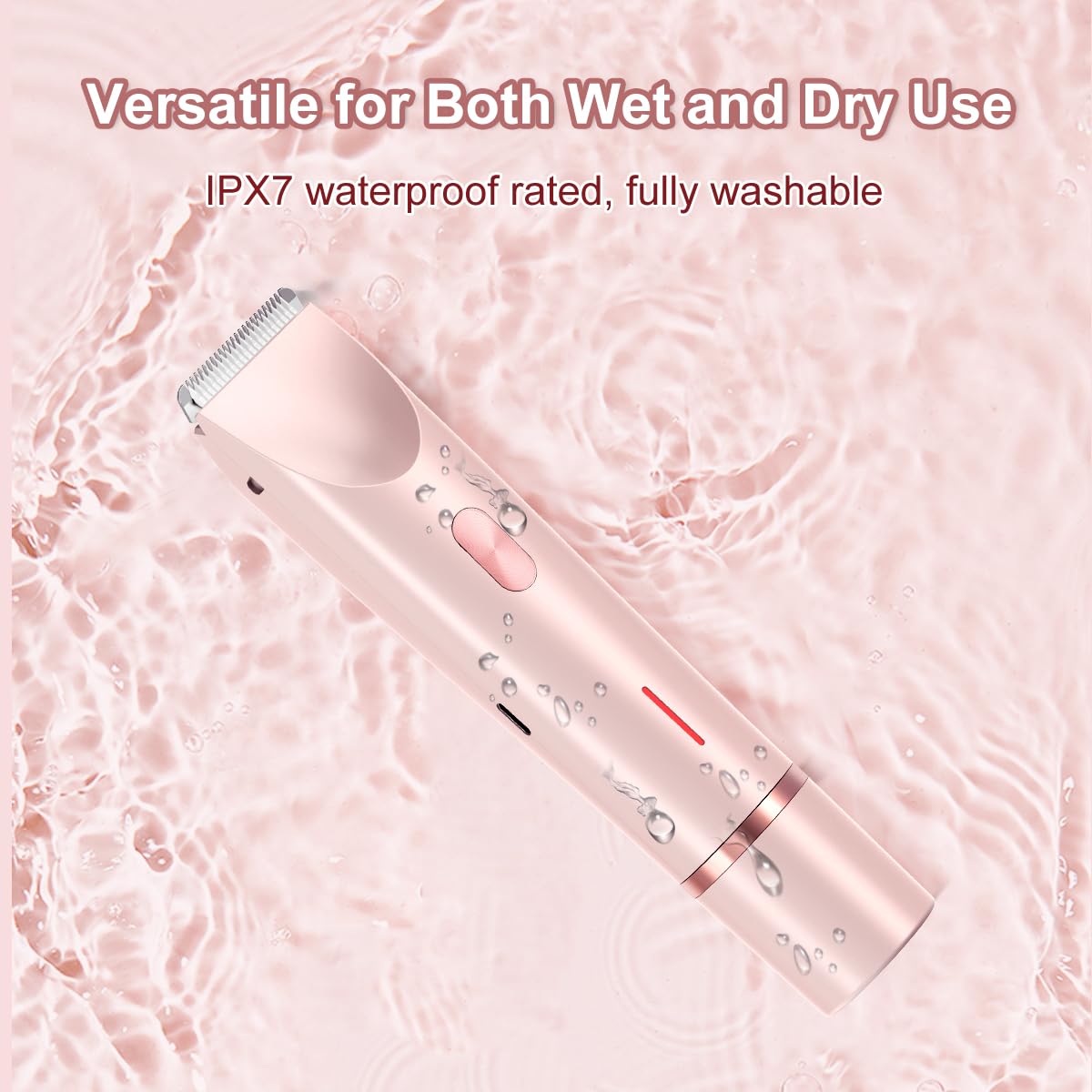 Rasoir électrique 2 en 1 pour femme - Design double tête IPX7 - Étanche - Utilisation humide et sèche - Tondeuse pour le visage, les aisselles, les bras, le visage et les jambes (rose)