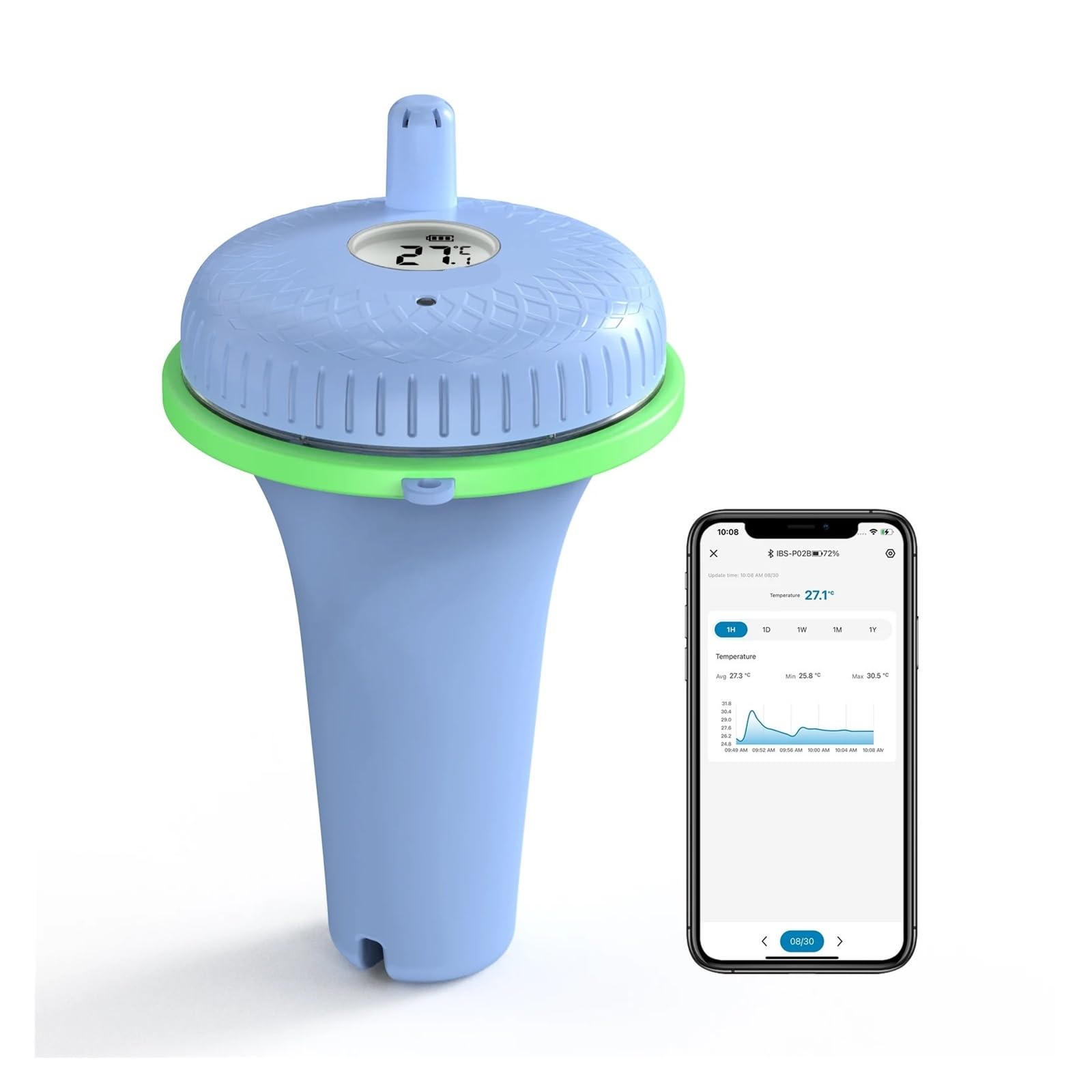 Termómetro de Piscina con Bluetooth, Inteligente, Flotante, for Interiores y Exteriores, Ideal for Piscinas, bañeras, estanques y Aguas Termales.