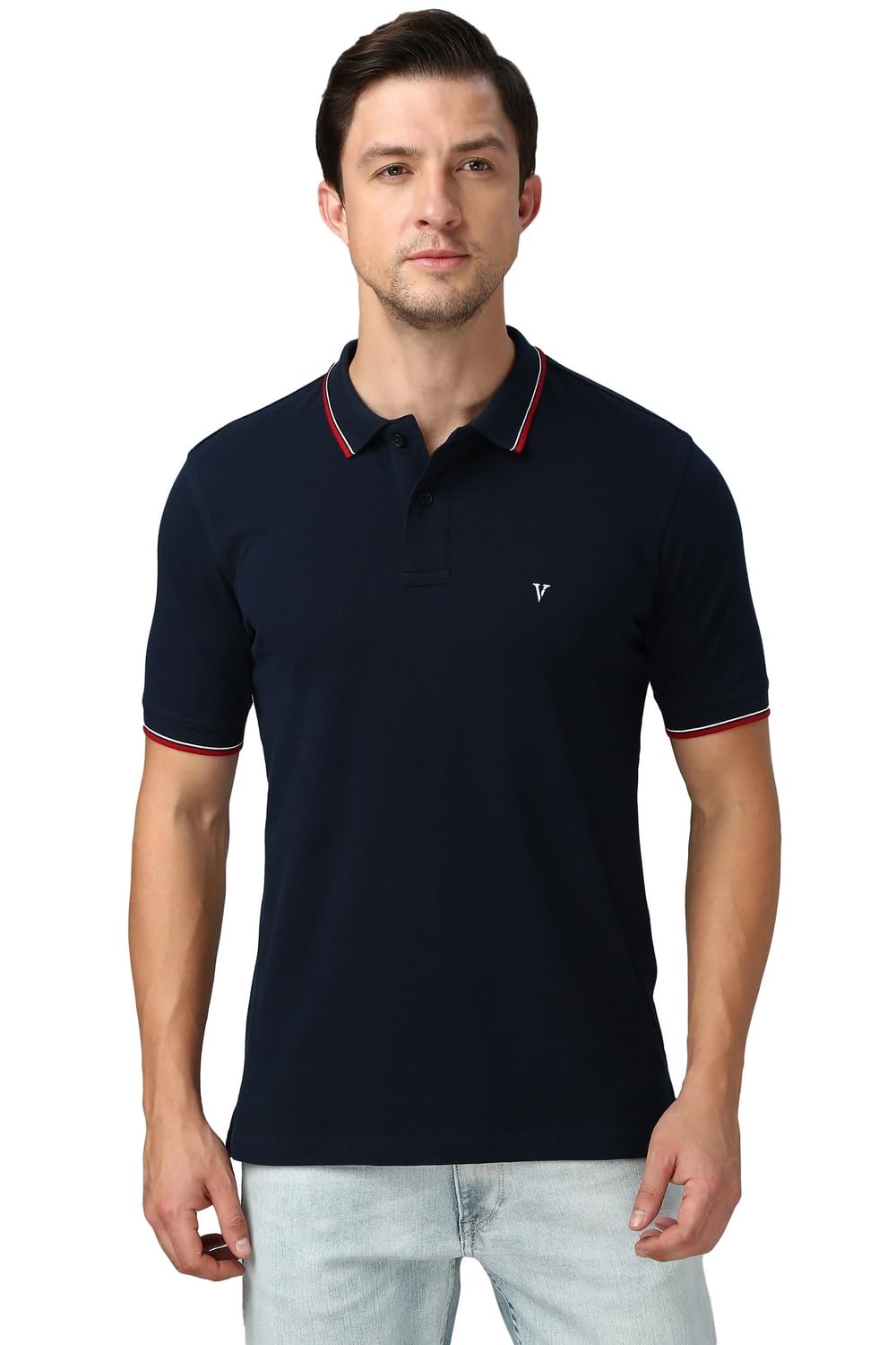 van heusen Athleisure Men Solid Cotton Polo Collar T-Shirt - Side Slit, Half Sleeve, Regular Fit-picture-19