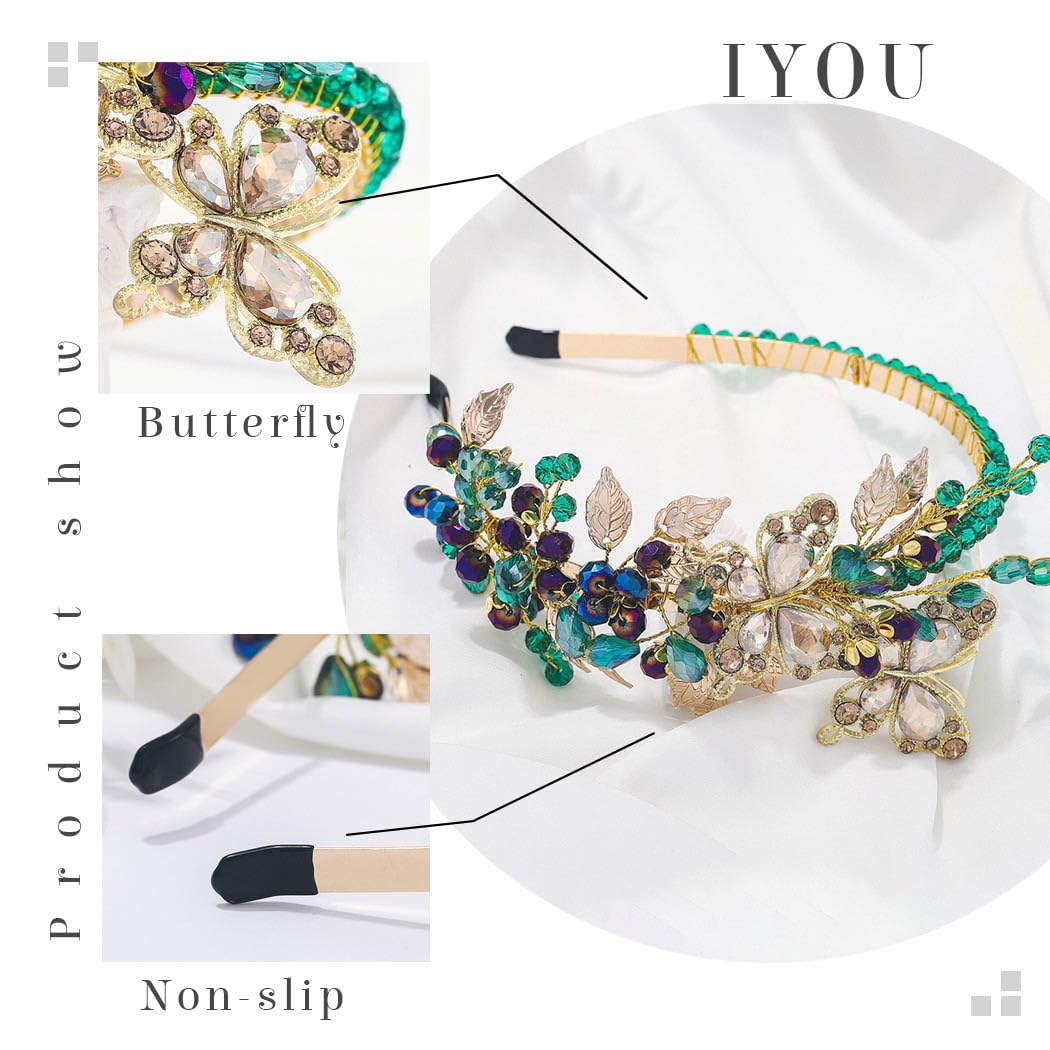 IYOU Fiore, fascia per capelli da sposa, con cristalli rossi, per