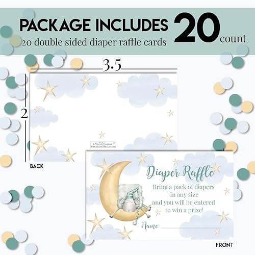 Miniatura 15 de Amanda Creation Gold & Silver Twinkle Little Star - Boletos para rifas de pañales neutrales de género para baby showers, 20 insertos de doble cara