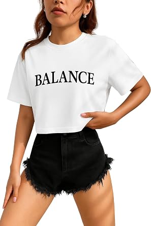 Kad n Ti rt Crop Ti rt Bask l  Fit Ti rt BALANCE-T RT  ok Renkli, Std