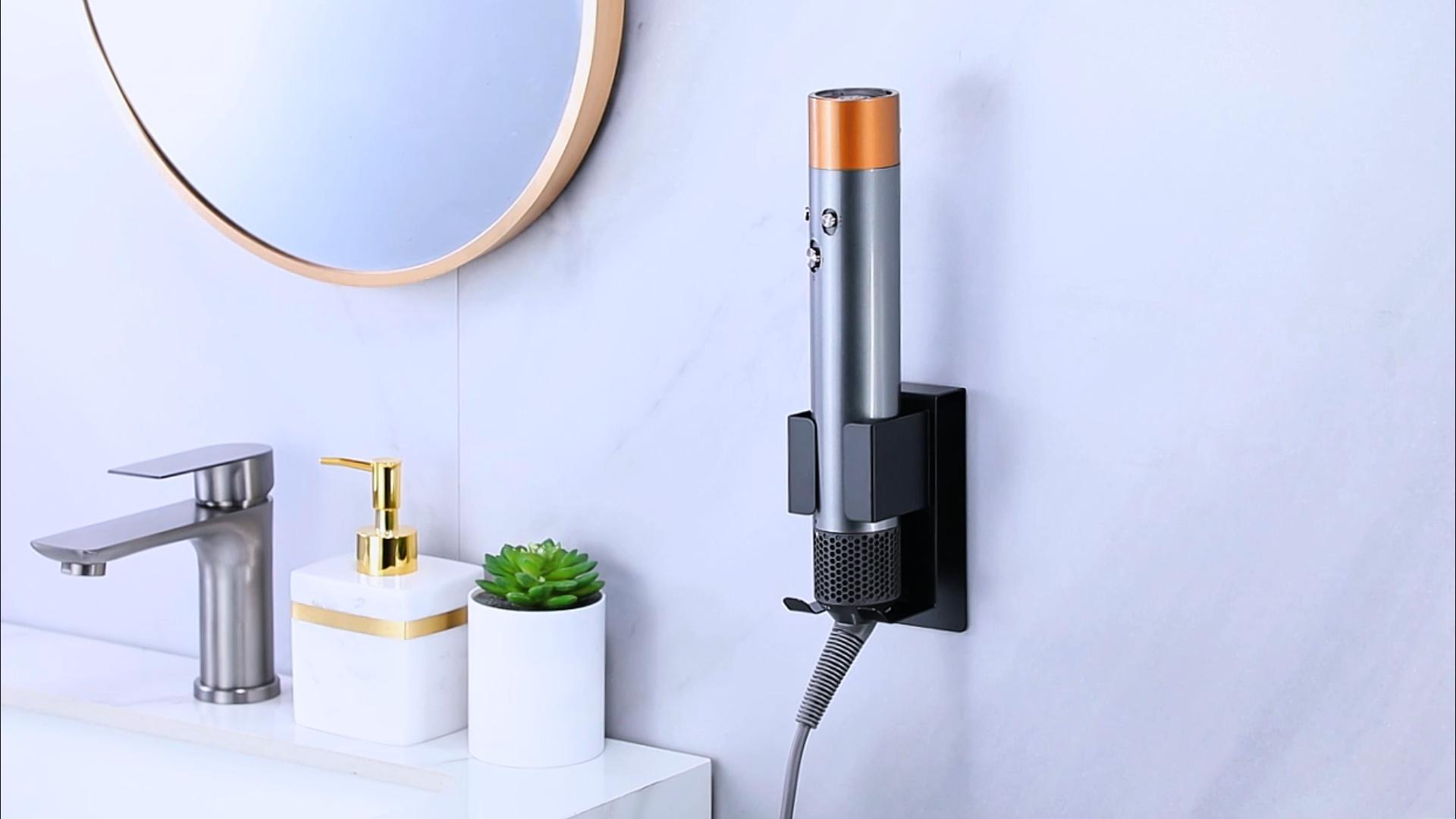 Yimerlen Blow Dryer & Straightener Holder - Wall Mounted Organizer With Phone Holder, Black - View #13